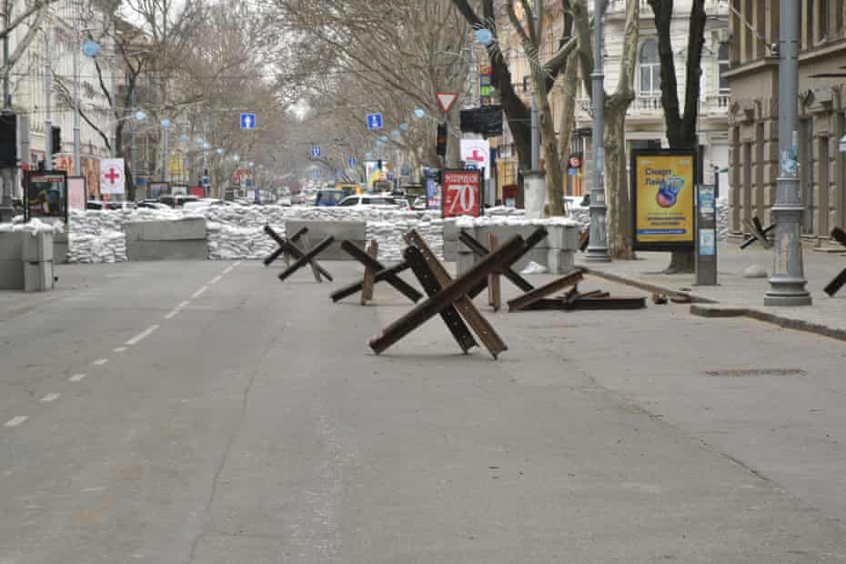 Metal barricades in street
