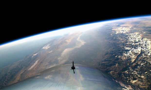 A view from Virgin Galactic’s SpaceShipTwo during a test flight last week over California last week. An Australian astronaut has been critical of Sir Richard Branson’s space tourism bid.