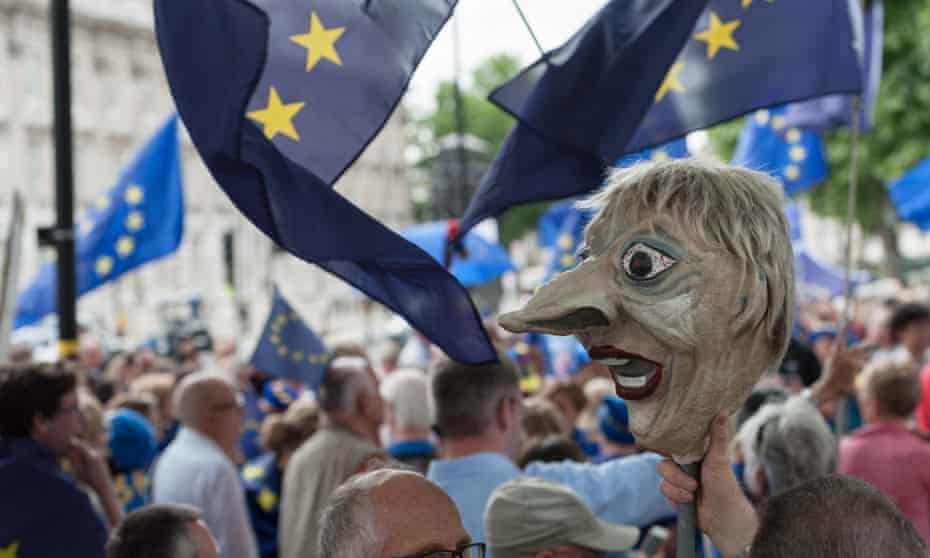Pro-EU supporters in Whitehall last week on the first anniversary of the EU referendum.