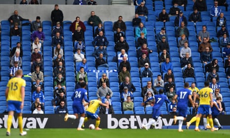Fans watch Brighton’s pre-season friendly against Chelsea at the Amex Stadium.