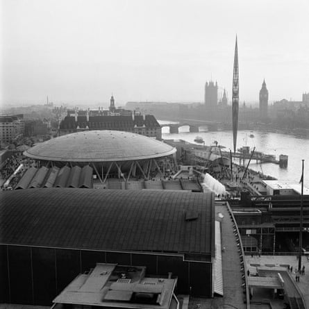 The Dome of Discovery and Skylon at the Festival of Britain on the South Bank.