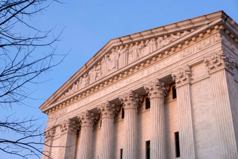 An exterior view of the US supreme court building in Washington DC.