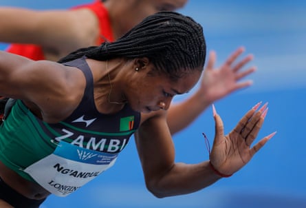 Edna Ng’Andula of Zambia starts successful a 100m heat