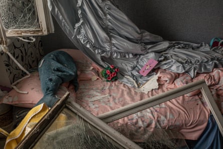 Bedroom in Ukraine damaged after Russian air raid