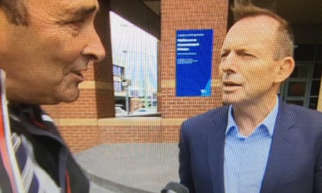 Tony Abbott filmed by a Seven News crew outside the Melbourne prison where Cardinal George Pell is being held