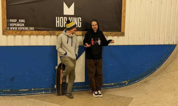 Roll7’s Simon Bennett (left) and John Ribbins at Hop King skate park in London.