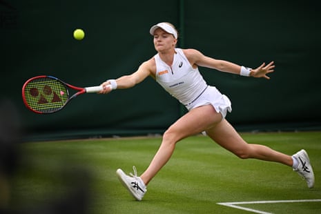 Britain’s Harriet Dart in action during her first round match against France’s Diane Parry.