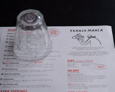 A Franco Manca menu