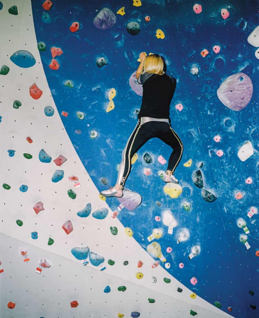Elizabeth Swaney climbs at Blue Granite Climbing Gym in South Lake Tahoe.