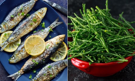 Grilled sardines and samphire.