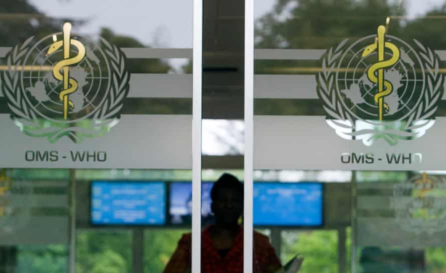 The main entrance of the World Health Organisation headquarters in Geneva, Switzerland.