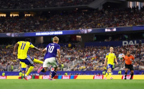 Anthony Elanga scores a brilliant equaliser for Sweden.