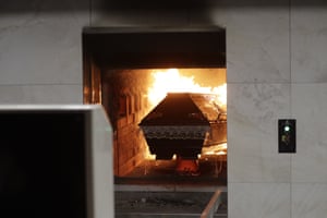 A barrel is fired at a crematorium in Ostrava, Czech Republic.