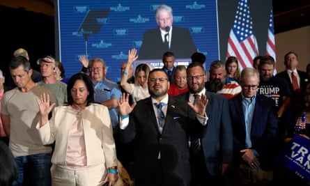 People pray at the event in Concord, North Carolina.