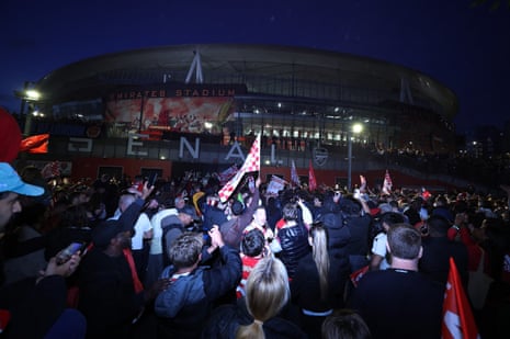 The party gets started as Arsenal fans descend on the Emirates Stadium.