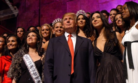 Donald Trump and former Miss Universes and Miss USA Contestants on 18 April 2006 in New York City.