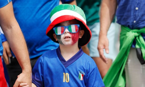 Fans gather in Rome ahead of the match between Italy and Wales.