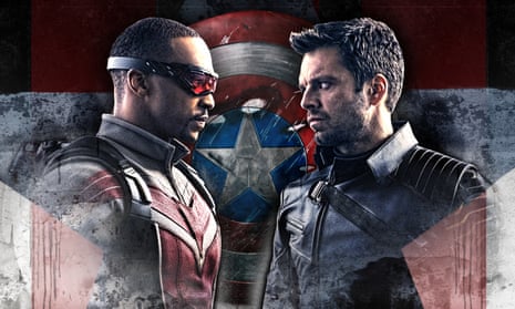 Anthony Mackie (left) as the Falcon, and Sebastian Stan as the Winter Soldier.