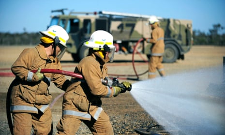 RAAF firefighters at Williamtown airbase in 2011. 