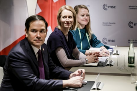 EU high representative for foreign affairs and security policy Kaja Kallas (C) and US secretary of state Marco Rubio (L) attend the meeting of foreign ministers during the Munich Security Conference .