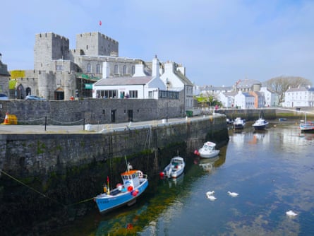 View of Castle Rushen from the harbour.