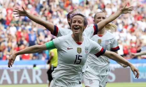 Megan Rapinoe celebrates during the Women’s World Cup final in 2019. 