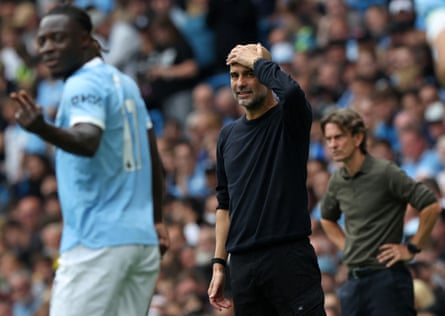 Pep Guardiola shows his frustration as his side slip to a worrying defeat