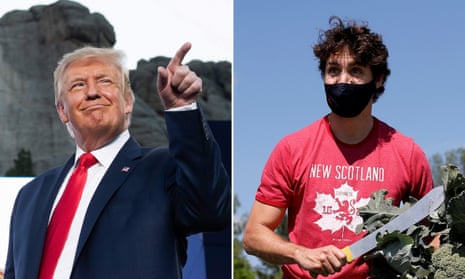 Donald Trump celebrated the Fourth Of July at Mount Rushmore, while Justin Trudeau harvested vegetables on Canada’s national holiday.