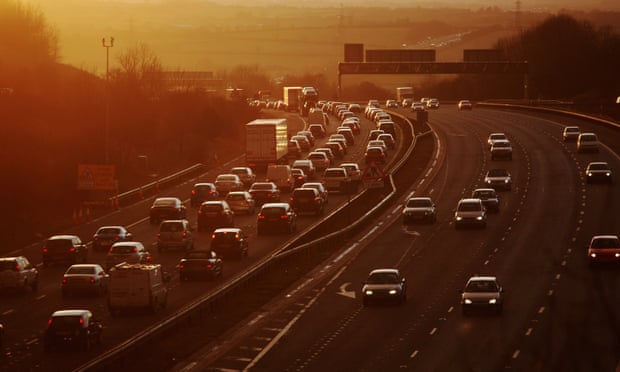 Congested commuter traffic queue as they pass junction 18 on the M4 motorway at rush hour on February 25, 2010 near Bristol