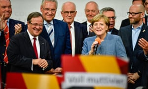 The German chancellor, Angela Merkel, with Joachim Herrmann and Armin Laschet