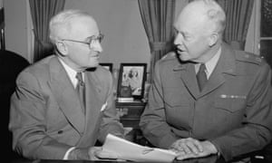 Republican Dwight Eisenhower, right, maintained and built on much of his Democratic predecessor’s approach.