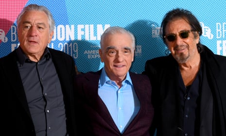 Scorsese, centre, with Robert De Niro, left and Al Pacino at a London film festival.