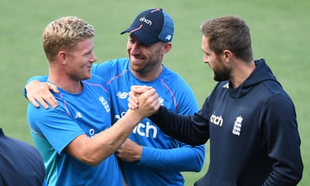 Sam Billings (left) is likely to make his Test debut, while Chris Woakes (right) could feature, with Jack Leach (centre) among those stepping aside.