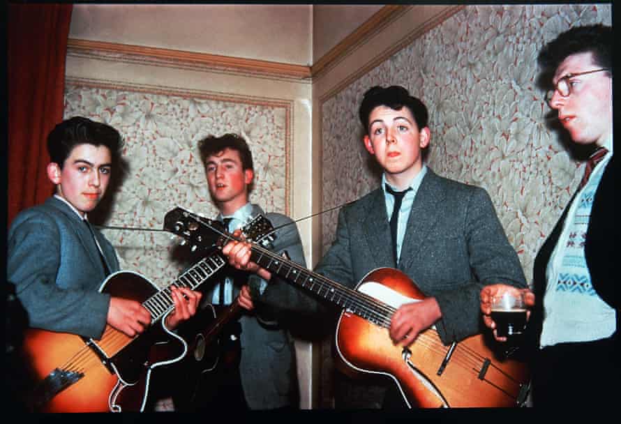 McCartney with the Quarrymen (George Harrison, John Lennon) and person Dennis Littler successful Liverpool, 1958
