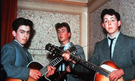Paul with George Harrison, John Lennon and Dennis Littler in Liverpool, 1958