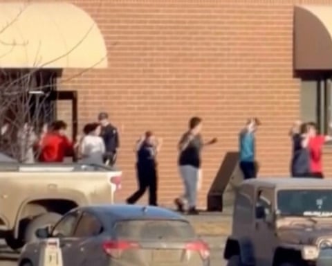 Students exiting the Tumbler Ridge school after deadly shootings in British Columbia