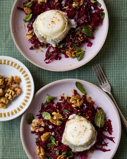 Rosie Healey’s beetroot, grilled goat’s cheese, walnuts and mint.