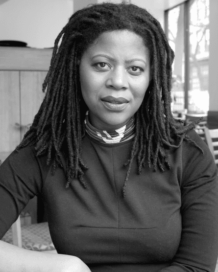 Black and white photograph of Simone Leigh