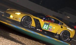 The Corvette No64 speeds into the daylight hours, the car would go on to win the class in GTE Pro.