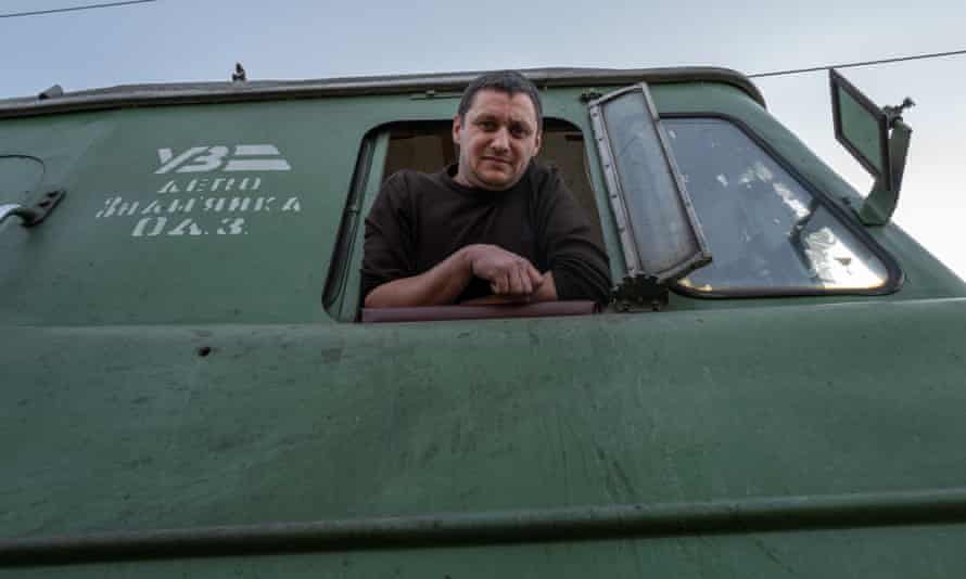 Olexiy Stasenko, 31, runs the evacuation train from Zhmerynka, Ukraine.