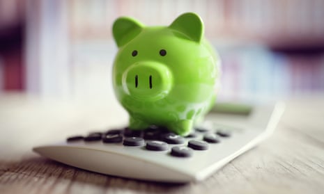 Piggy bank with calculator