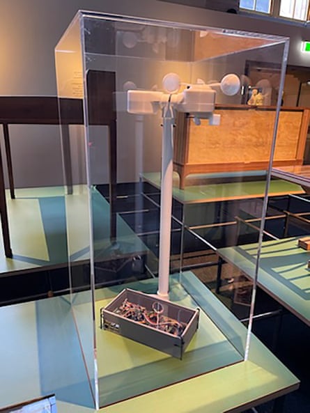 A weather machine created by an HSC student was repaired and placed under a glass case after being damage.