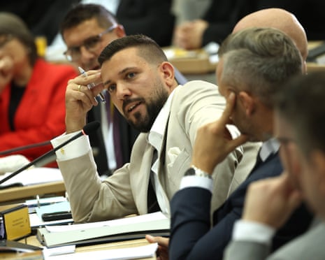 Tobias Rausch of the Alternative for Germany attends the parliament's first session since state elections in September in Magdeburg, Germany.