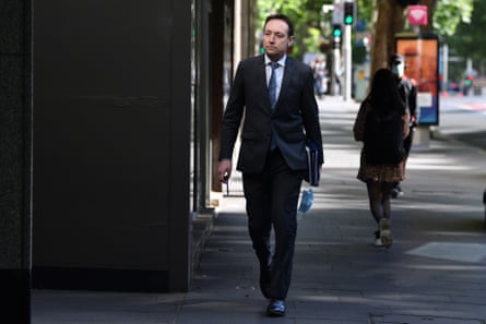 Icac assisting counsel Scott Robertson arrives at the hearing on Tuesday.