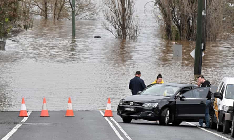Flood waters in Camden, south-western Sydney, at the weekend