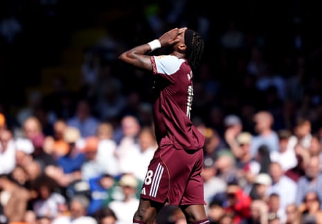 Aston Villa's Tammy Abraham rues a missed chance.