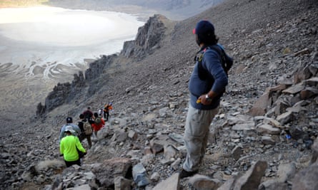 Tourists at the Al-Wahbah volcanic crater, north-east of Jeddah