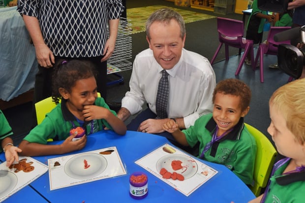 Bill Shorten visits Cairns West state school to announce new education policies.