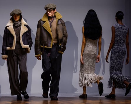 Models on the catwalk during the Emporio Armani show at Milan fashion week