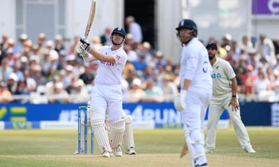Alex Lees shows his positive intent in the Second Test against New Zealand at Trent Bridge.